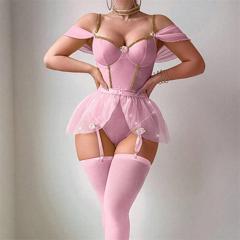 Fishnet Stocking Women - Parlak Bodysuit iç çamaşırı seti Kadın
